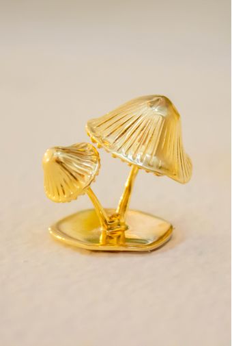 Escultura de Parede Dois Cogumelos Ouro -3-.jpg